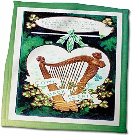 3drose Florene Holiday Graphic - Card Irish Vintage com harpa - toalhas