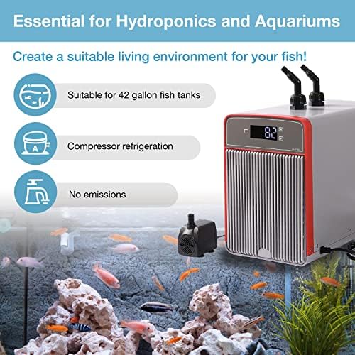 Chiller de aquário Ezcasch 150W, 42 refrigeradores de água, sistema de resfriamento de tanques de peixes mais fria hidropônico