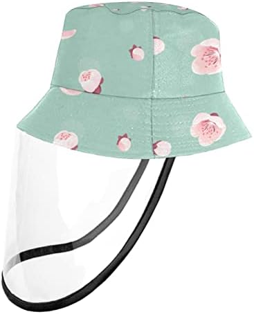 Chapéu de proteção para adultos com escudo facial, chapéu de pescador anti -sun tap, flores de flores de primavera