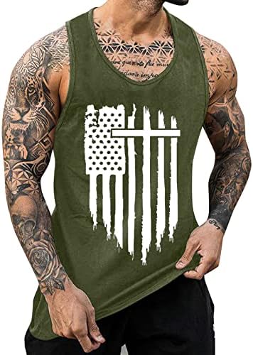 HDDK 4 de julho Tampo patriótico Tampo para homens, Retro American Flag Sleesess Summer Racerback Workout Gym Tanks