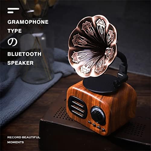 JHWSX Bluetooth alto -falante retro de madeira de transporte de madeira do alto -falante sem fio Sistema de som externo TF FM Radio