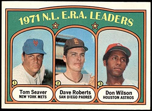 1972 Topps # 91 líderes da era Tom Seaver/Dave Roberts/Don Wilson Mets/Padres/Astros Ex/Mt+ Mets/Padres/Astros