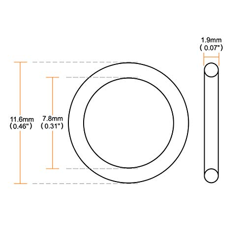 UXCELL NITRILE RAINGS RINGS 11,6mm od 7,8 mm ID de 1,9 mm de largura, vedação métrica Junta, pacote de 50