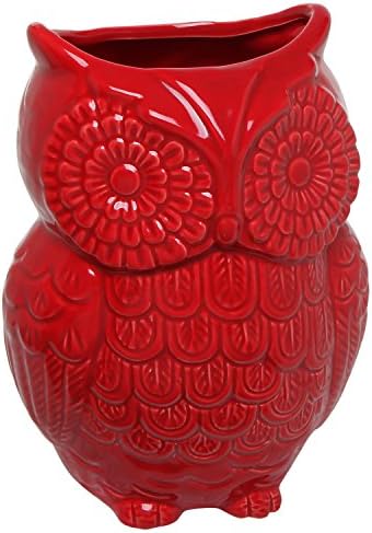 Mygift® Red Owl Design Cerâmica Suporte de Utensílio, Coupa de Utensílio de Utensílio de Cozinha de Cozinha Crock