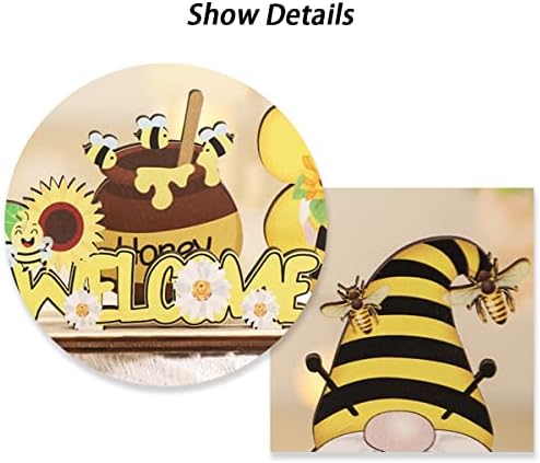 Decoração de abelha de mel iik, celebrar o Dia Mundial da Abelha em estilo com decorações artesanais de gnome de abelha de madeira