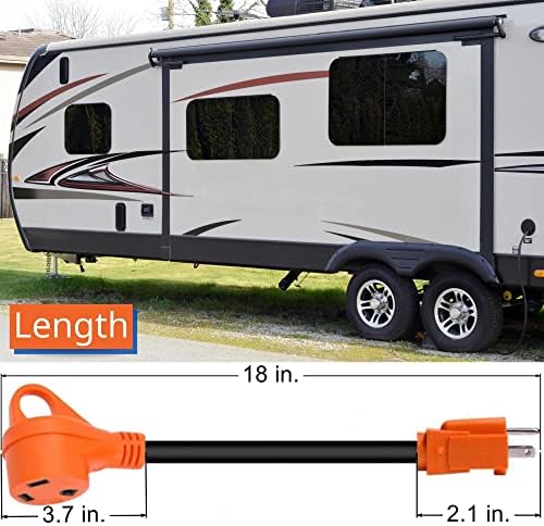 Sintron 50 amp a 110 volts RV adaptador com conector de travamento 12 polegadas, NEMA 5-15P para NEMA SS2-50R Adaptador de