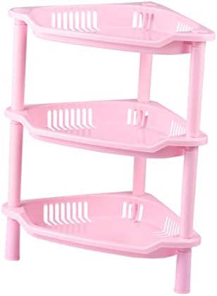 Hemotão 3 prateleiras para prateleiras de armazenamento prateleiras de carga cestam prateleiras de banheiro plástico cesta de cesta de plástico stand rack rack prateleira de canto de canto de cesta de triângulo rosa quadrado
