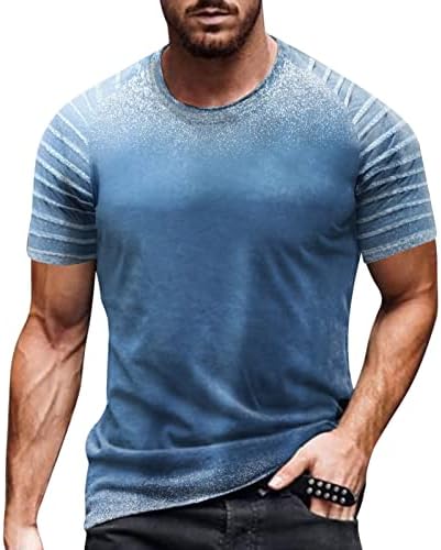 UBST Soldier Camisetas de manga curta para homens, gradiente de ombro plissado no verão T Tamas de camisetas casuais do músculo