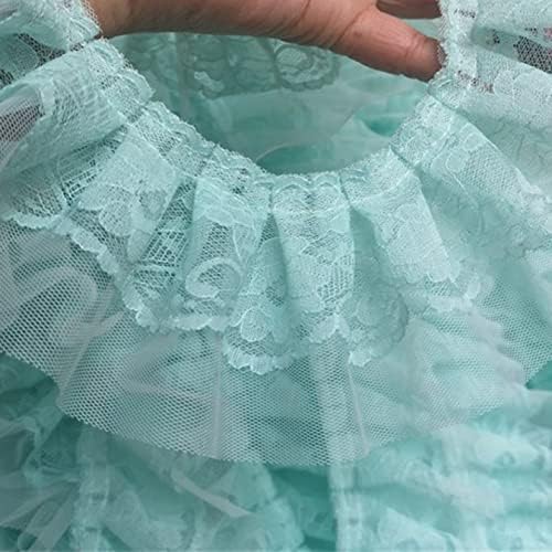 2 jardas de fita de tecido plissado Lace para vestuário Costura Diy Craft Wedding Party Decoration Ruffle Trim Dress Ornament