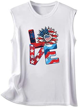 4 de julho Camisas Tampos Tampas para mulheres sem mangas o pescoço camisetas USA Flag Stars Stripes Tie-Dye Running Tunic Tshirts