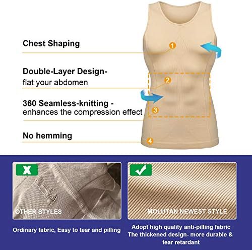 Camisa de compressão do Molutan Mens Slimming Body Shaper Tole