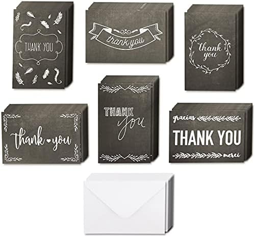Cartões de agradecimento com envelopes, designs de quadro branco