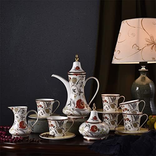 Trexd European Vintage Flower Padrão de café Cerâmica Conjuntos de café Copo Poter Pote 15 PCS BONE China Tea Gift Sets