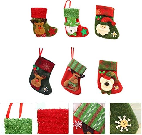 6pcs bolsa de doces meias de natal presente pendurar bolsa festival de pingentes decorações de natal