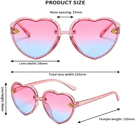 Óculos de sol em forma de coração Kepoita para crianças para meninas de criança de 3 a 10 moda fofa UV400 Protection