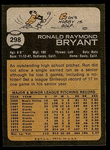1973 Topps 298 Ron Bryant San Francisco Giants Ex/Mt Giants