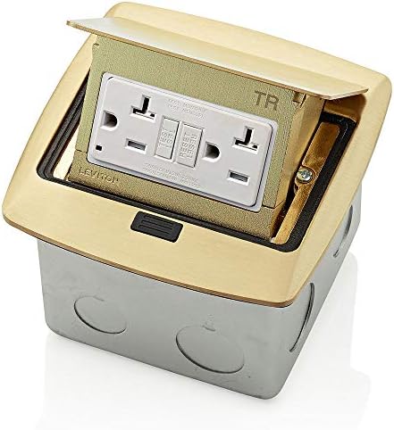 Caixa de piso pop-up da Leviton Pfgf2-Br com 20 amp, saída de autoteste resistente a adulteração, latão