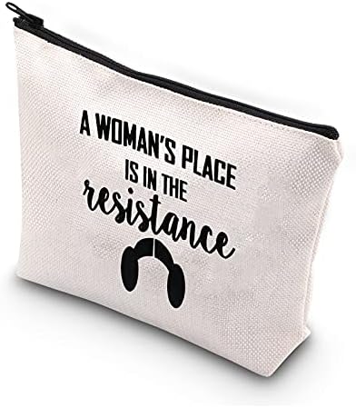 BDPWSS O lugar de uma mulher está na bolsa de maquiagem de resistência para mulheres, girl power storm trooper presente feminista