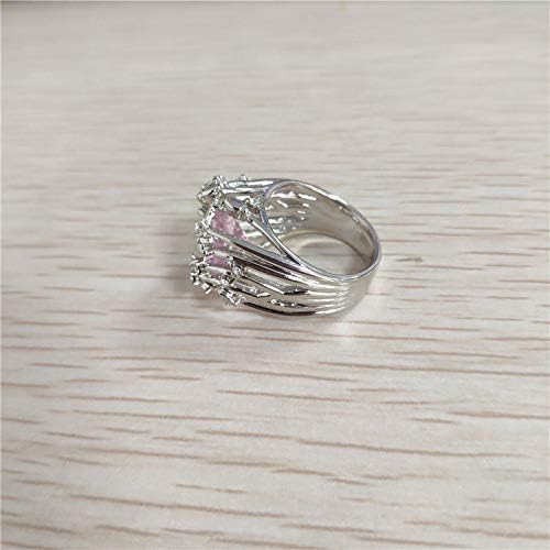 Jóias aura charmosa rosa Sapphire Silver Ring Women Wedding Jewelry Gifts Tamanho 6-10