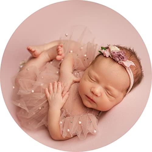 Khc-khf 3pcs renda recém-nascida fotografia bebê menina tutu saia fofa cocar de arco e macacão de renda de pérola fantasia de princesa infantil