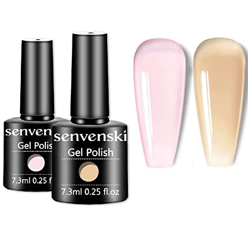 Senvenski Jelly Gel Gel Pink Sheer Milky Clear Pink Jelly Nude Gel Polish Polish Transparent Crystal Gift Conjunto UV LED Art Varnish Kit