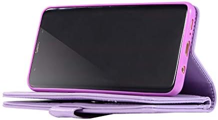 ASUWISH Compatível com a caixa da carteira Samsung Galaxy S9 Plus e o protetor de tela de vidro temperado Glitter Tampa