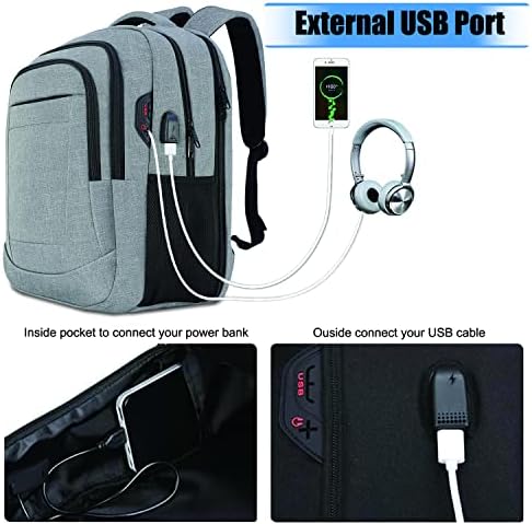 Mochila laptop 40L, mochila aprovada pela companhia aérea da TSA, laptops duráveis ​​anti -roubo com porto de carregamento USB, bolsa de computadores da faculdade de viagens de negócios, presentes para homens e mulheres encaixam em 15,6 polegadas