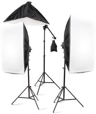 Studiofx 2400 Watt Large Photography Softbox Kit de iluminação de foto contínua 28 x 20 + Brânia luminosa com saco de areia por kaezi