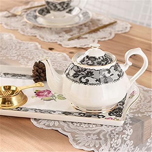 Padrão de renda preta de bule de chá preto de café cerâmica vintage conjunto de bule de chá de chá de chá da torre