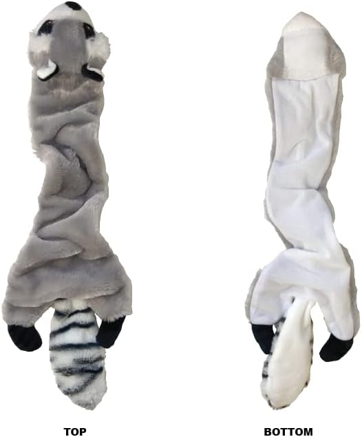 Animal Planet Nenhum brinquedo de cachorro de pelúcia de recheio. 17 Long X 3 Grey Raccoon com Squeaker Head & Tail, permite