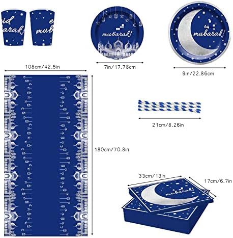Festas tableware azul pratear lua festas de mesa descartáveis ​​de papel de papel de papel de papel de papel de papel cadeira de decoração para fora para fora