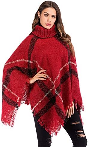 Andongnywell Womens Turtleneck Pullover Poncho Sweater Knit Poncho Cape Shawl Wrap Capes estilizado