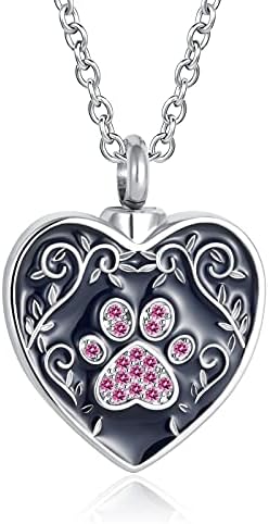 YQSlin Pet Pet Paw Print Urn Colar para Ashes Cremation Jewelry Memorial Heart Urns Pingente