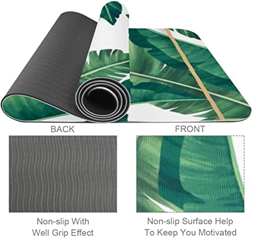 Sdlkfreli 6mm de tapete de ioga extra grosso, folhas tropicais com moldura dourada imprimida e ecologicamente correto TPE TEATS Pilates tape