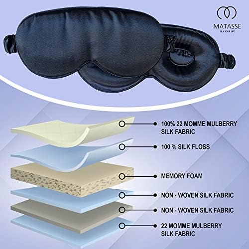 Máscara de seda de seda de matasse sua vida - máscara de olho contornada em 3D para dormir, máscara de sono com cobertura