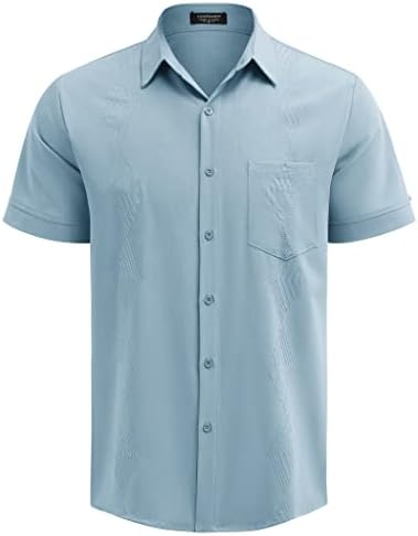 Coofandy masculina masculina de camisa cubana de manga curta camisetas