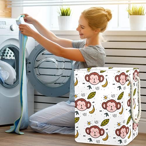Cestas de lavanderia impermeabilizadas altas altas cestas de impressão de macaco dobrável para doodle para crianças adultas meninos adolescentes meninas em quartos banheiro