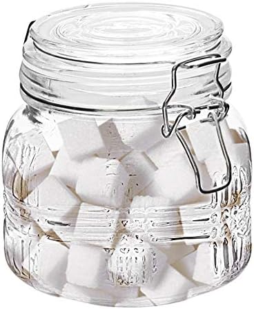 StyleSetter 303391-S Vidro de vidro quadrado Jar-25 oz com tampa hermética para biscoitos, doces, café, farinha, açúcar, arroz, macarrão,