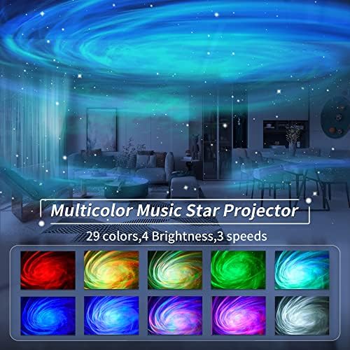 Projector STAR, Projector Galaxy para Quarto, Luz noturna com Timer Remoto e Alto -falante Bluetooth, 29 Efeitos