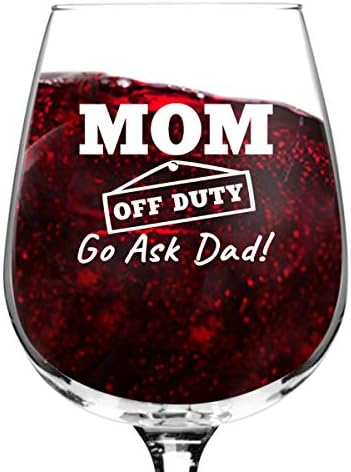 Mãe de folga de serviço engraçado mamãe copo de vinho- copos de vinho engraçados para mamãe para aniversário- Presente para ela,