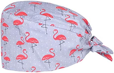 Tendycoco 2pcs Scrub Caps com 500pcs/ pacote de plástico descartável luvas pe -algodão flamingo chapéu cirúrgico Caps