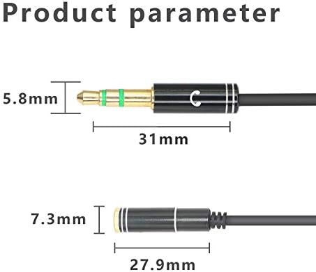 Gelrhonr Cabo de divisor de 3,5 mm, 3,5 mm de áudio e cabo de adaptador de microfone e fone de ouvido para computador