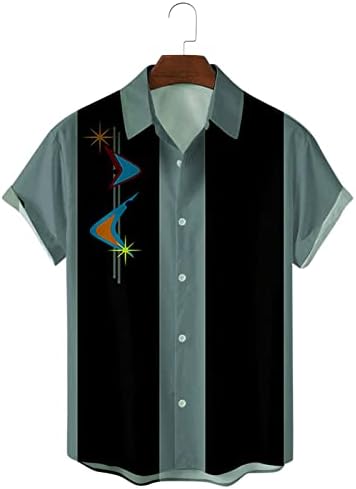 Camisas vintage para homens botões casuais para baixo camisas de boliche 50s estilo rockabilly manga curta shirts havaianos