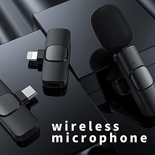 Microfones Lavalier sem fio wdian para iPhone, plugue e jogo de 2.4 GHz, com microfones de clipe de redução de ruído, gravação de vídeo do YouTube Facebook Live Stream