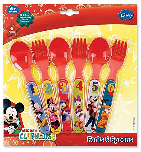 Mickey Mouse Six Piece Fork & Spoon Conjunto