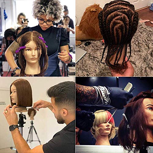 Mannequin Head 14 polegadas Cabeça de cabelo de cabelo real para penteado Treinamento de salão de salão Cabeça Cosmetologia Sortagem Prática Mannequin Manikin Cabeça cabeleireira