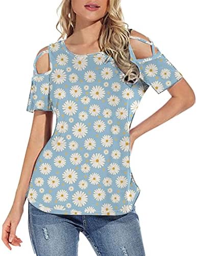 Womens Fall Summer Graphic Tee Strapless Slip Slip Sleeve Sleeve Rouve Crewneck Brunch Top Top Shirt para senhoras FR FR