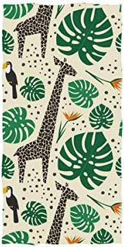 ALAZA Microfiber Gym Towel Giraffe Touco Folhas de palmeira, panos de pano de fitness de esportes de seca rápida 15 x 30 polegadas