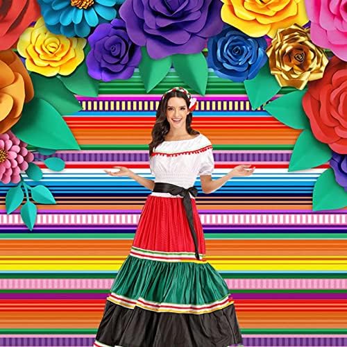 Festa de tema mexicana Festa listrada Cinco de Mayo Flowers Flores de fundo Decoração Photobooth Suprimentos grandes Banner 6x8ft
