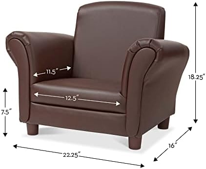 Melissa e Doug Brown Coffee Faux Leather Child's Armchair - Móveis infantis, cadeira de leitura infantil, cadeiras para crianças pequenas, poltrona infantil de grandes dimensões